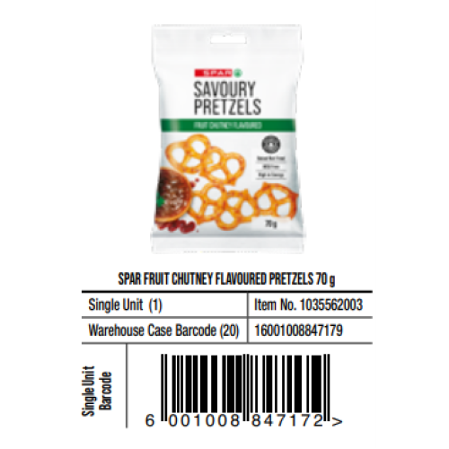SPAR PRETZ FRUIT CHUTNEY 70Gx20 (RF)
